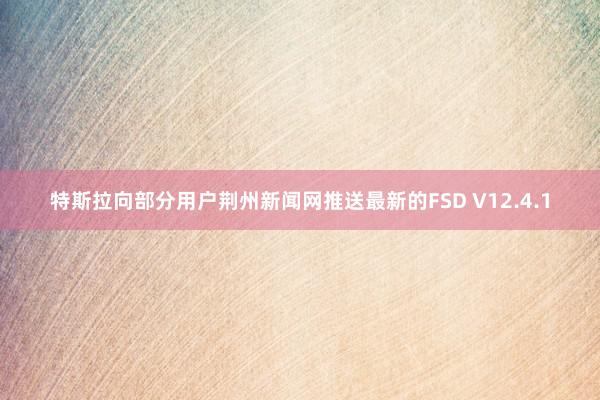 特斯拉向部分用户荆州新闻网推送最新的FSD V12.4.1